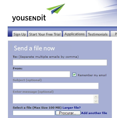 Envie arquivos grandes pela internet
